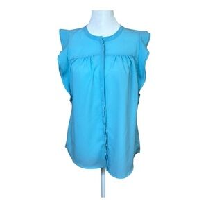 J. Crew Ruffled Sleeveless Cap Sleeve Button-Down Blouse Dressy Professional 6